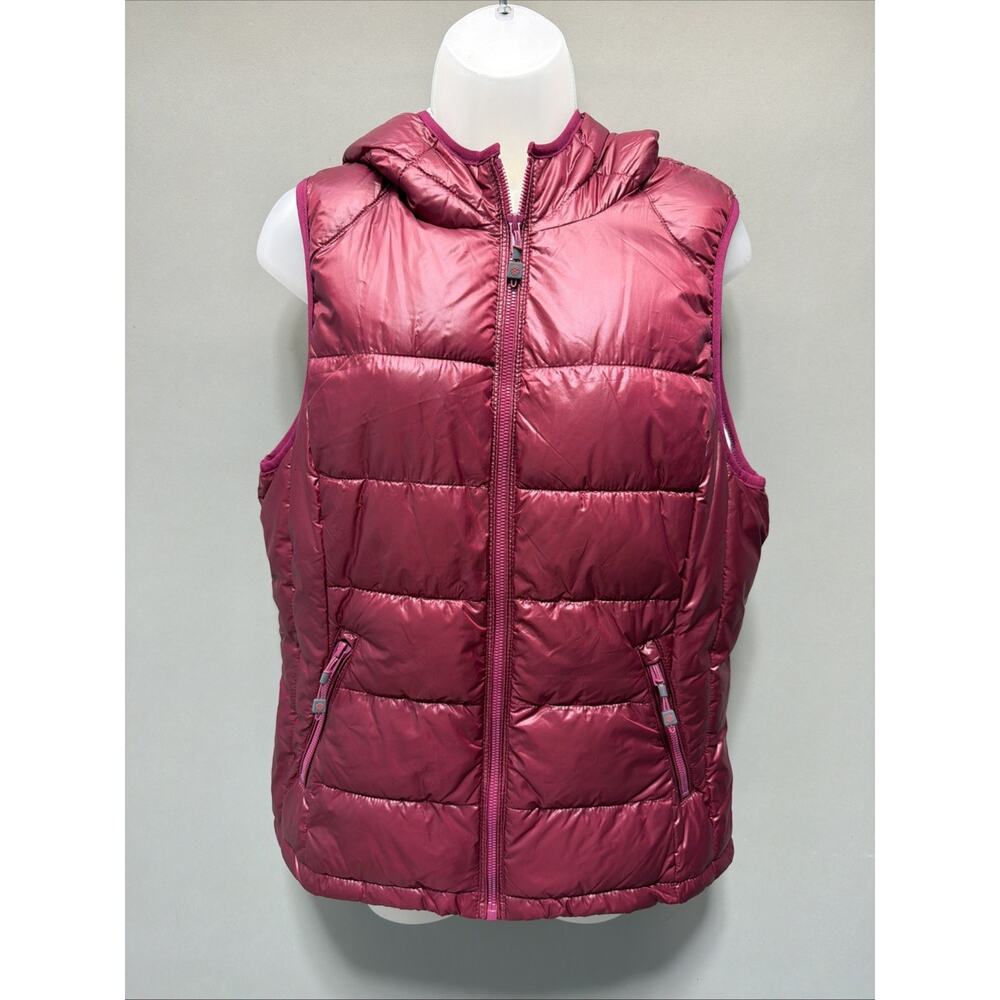 Tangerine Large Magenta Hooded Insulated Puffer Vest Winter Snow